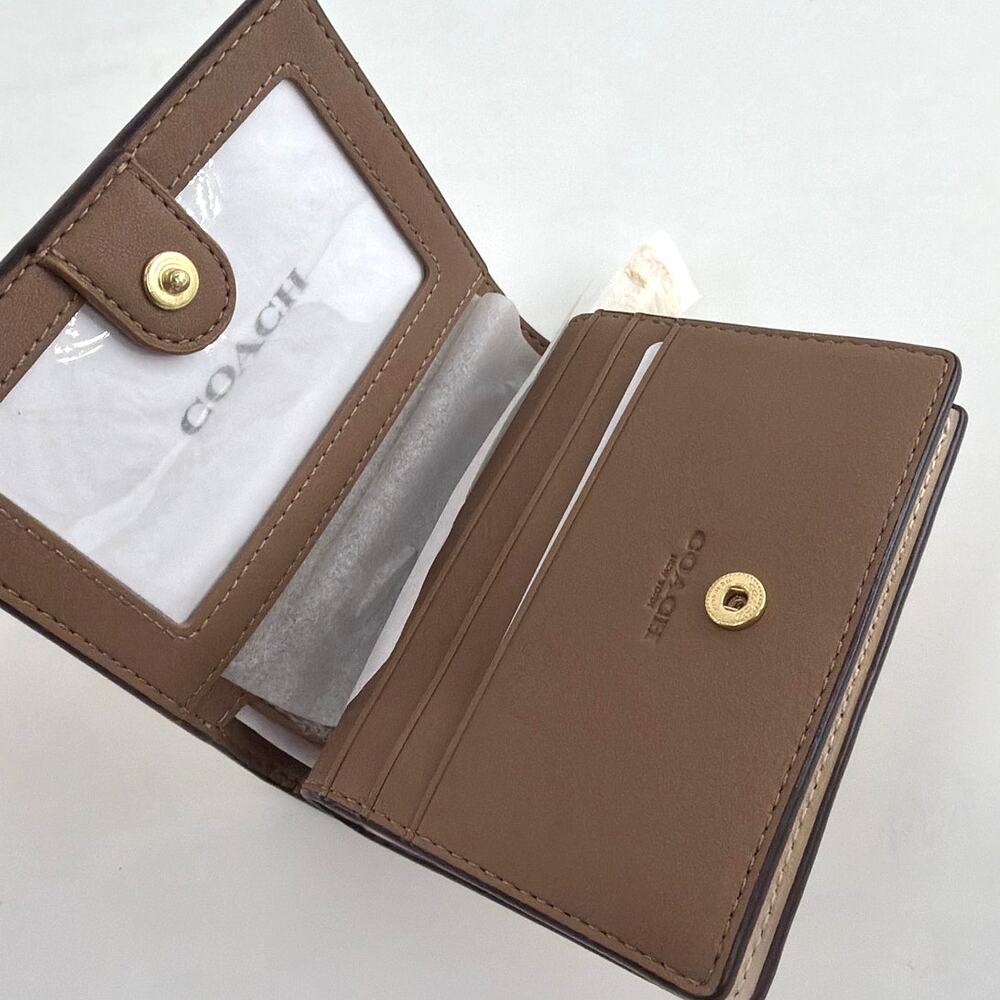 Coach Women's Sand & Chalk Signature Canvas Logo Snap Wallet - Picture 6 of 10